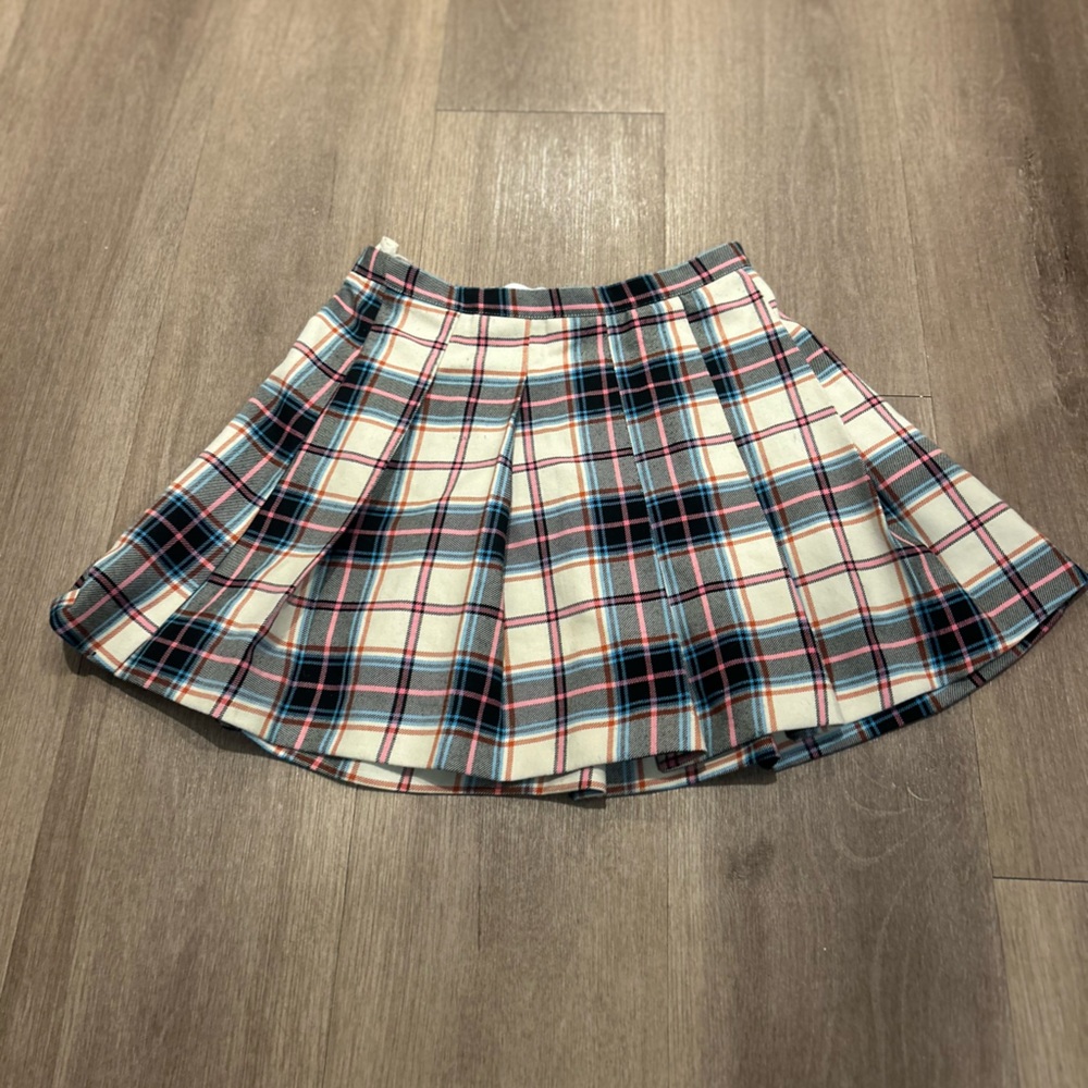 Zara Plaid Skirt in Cream, Blue, and Red
